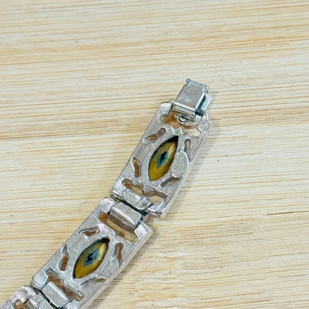 Kenneth Lane Jeweled link Bracelet silver tone crystal rhinestone art deco style - Picture 5 of 6